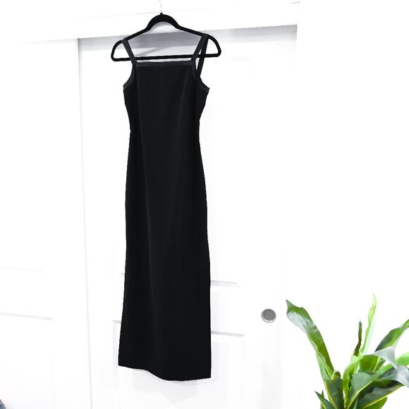 Rampage Size Small / XS Vintage Black Square Neck Y2K High Slit Midi Dress - Picture 1 of 8